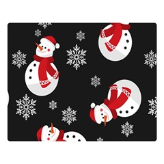 Christmas Texture, Retro Background With Snowmen Two Sides Premium Plush Fleece Blanket (large) by kyorashop23