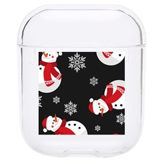 Christmas Texture, Retro Background With Snowmen Hard Pc Airpods 1/2 Case