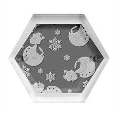 Christmas Texture, Retro Background With Snowmen Hexagon Wood Jewelry Box by kyorashop23