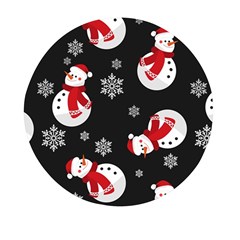 Christmas Texture, Retro Background With Snowmen Mini Round Pill Box (pack Of 5) by kyorashop23