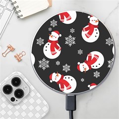 Christmas Texture, Retro Background With Snowmen Wireless Fast Charger(white) by kyorashop23