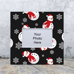 Christmas Texture, Retro Background With Snowmen White Box Photo Frame 4  X 6  by kyorashop23