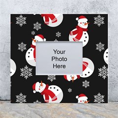 Christmas Texture, Retro Background With Snowmen White Wall Photo Frame 5  X 7  by kyorashop23