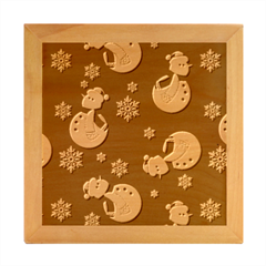 Christmas Texture, Retro Background With Snowmen Wood Photo Frame Cube by kyorashop23