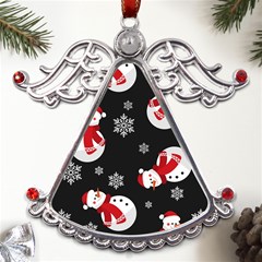 Christmas Texture, Retro Background With Snowmen Metal Angel With Crystal Ornament by kyorashop23