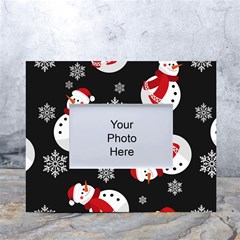 Christmas Texture, Retro Background With Snowmen White Tabletop Photo Frame 4 x6  by kyorashop23