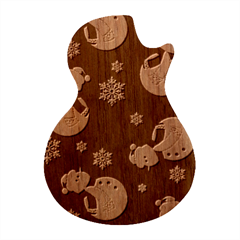 Christmas Texture, Retro Background With Snowmen Guitar Shape Wood Guitar Pick Holder Case And Picks Set by kyorashop23