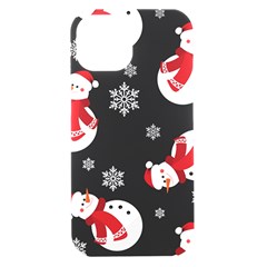 Christmas Texture, Retro Background With Snowmen Iphone 15 Black Uv Print Pc Hardshell Case by kyorashop23