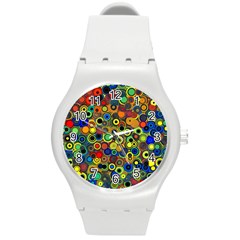 Circles, Colorful Round Plastic Sport Watch (m)