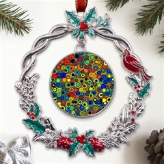 Circles, Colorful Metal X mas Wreath Holly Leaf Ornament