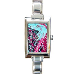 Colorful Splashes Grunge, Abstract Art Rectangle Italian Charm Watch by kyorashop23