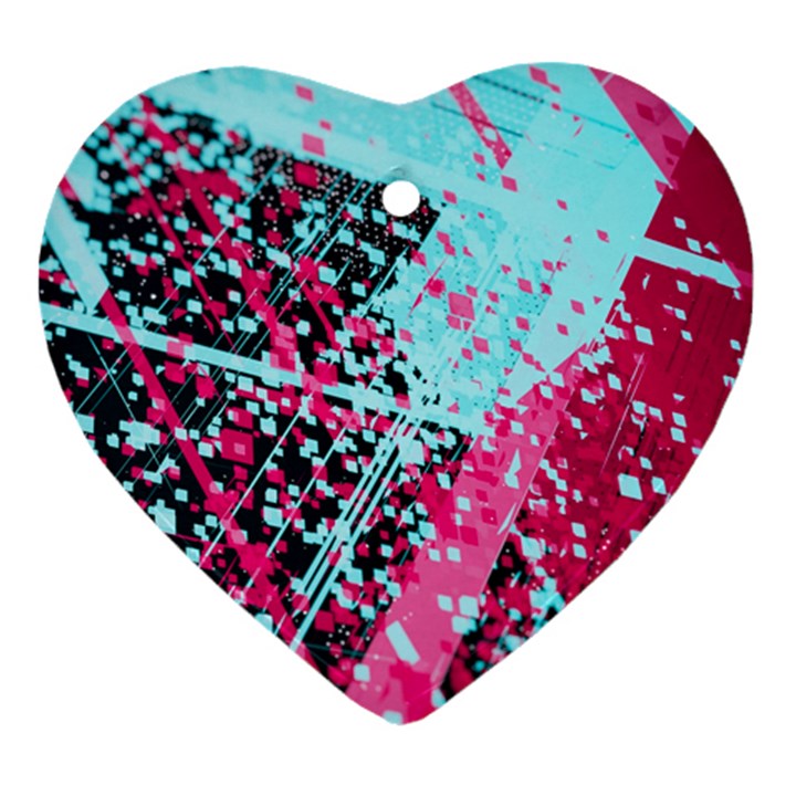 Colorful Splashes Grunge, Abstract Art Ornament (Heart)