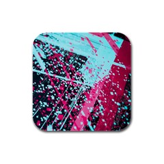 Colorful Splashes Grunge, Abstract Art Rubber Square Coaster (4 Pack) by kyorashop23