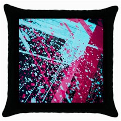 Colorful Splashes Grunge, Abstract Art Throw Pillow Case (black) by kyorashop23