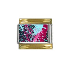 Colorful Splashes Grunge, Abstract Art Gold Trim Italian Charm (9mm) by kyorashop23