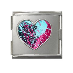 Colorful Splashes Grunge, Abstract Art Mega Link Heart Italian Charm (18mm) by kyorashop23