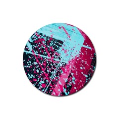 Colorful Splashes Grunge, Abstract Art Rubber Round Coaster (4 Pack) by kyorashop23