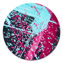 Colorful Splashes Grunge, Abstract Art Magnet 5  (round) by kyorashop23