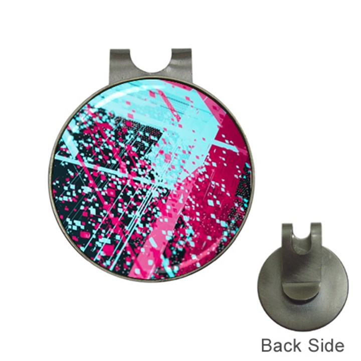 Colorful Splashes Grunge, Abstract Art Hat Clips with Golf Markers