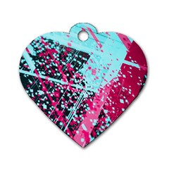 Colorful Splashes Grunge, Abstract Art Dog Tag Heart (one Side) by kyorashop23