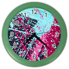 Colorful Splashes Grunge, Abstract Art Color Wall Clock by kyorashop23