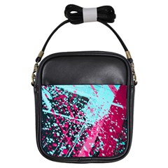 Colorful Splashes Grunge, Abstract Art Girls Sling Bag by kyorashop23