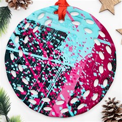 Colorful Splashes Grunge, Abstract Art Round Filigree Ornament (two Sides)