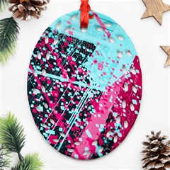 Colorful Splashes Grunge, Abstract Art Ornament (oval Filigree)