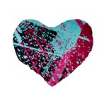 Colorful Splashes Grunge, Abstract Art Standard 16  Premium Heart Shape Cushions Back