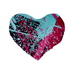 Colorful Splashes Grunge, Abstract Art Standard 16  Premium Flano Heart Shape Cushions by kyorashop23