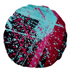 Colorful Splashes Grunge, Abstract Art Large 18  Premium Flano Round Cushions by kyorashop23