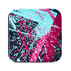 Colorful Splashes Grunge, Abstract Art Square Metal Box (black) by kyorashop23