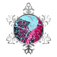 Colorful Splashes Grunge, Abstract Art Metal Small Snowflake Ornament by kyorashop23