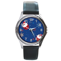 Feliz Natal, Santa, Merry Christmas Round Metal Watch by kyorashop23