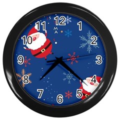 Feliz Natal, Santa, Merry Christmas Wall Clock (black) by kyorashop23