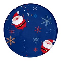 Feliz Natal, Santa, Merry Christmas Round Glass Fridge Magnet (4 Pack) by kyorashop23