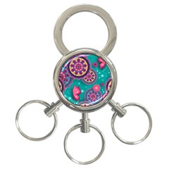 Floral Pattern, Abstract, Colorful, Flow 3-ring Key Chain by kyorashop23