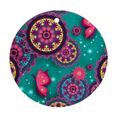 Floral Pattern, Abstract, Colorful, Flow Round Ornament (two Sides) by kyorashop23