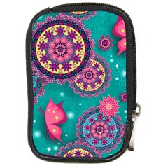 Floral Pattern, Abstract, Colorful, Flow Compact Camera Leather Case