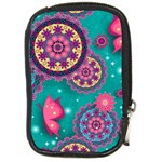 Floral Pattern, Abstract, Colorful, Flow Compact Camera Leather Case Front