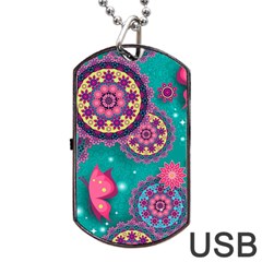 Floral Pattern, Abstract, Colorful, Flow Dog Tag Usb Flash (two Sides) by kyorashop23