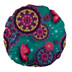 Floral Pattern, Abstract, Colorful, Flow Large 18  Premium Round Cushions by kyorashop23