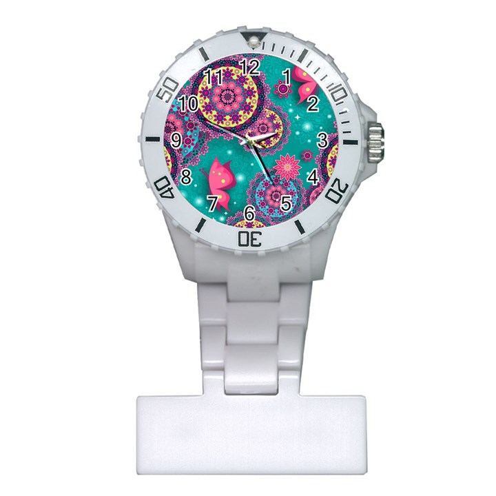 Floral Pattern, Abstract, Colorful, Flow Plastic Nurses Watch