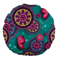 Floral Pattern, Abstract, Colorful, Flow Large 18  Premium Flano Round Cushions by kyorashop23