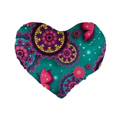 Floral Pattern, Abstract, Colorful, Flow Standard 16  Premium Flano Heart Shape Cushions by kyorashop23