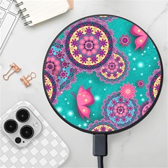 Floral Pattern, Abstract, Colorful, Flow Wireless Fast Charger(black) by kyorashop23