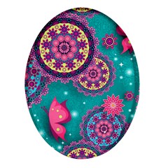 Floral Pattern, Abstract, Colorful, Flow Oval Glass Fridge Magnet (4 Pack) by kyorashop23