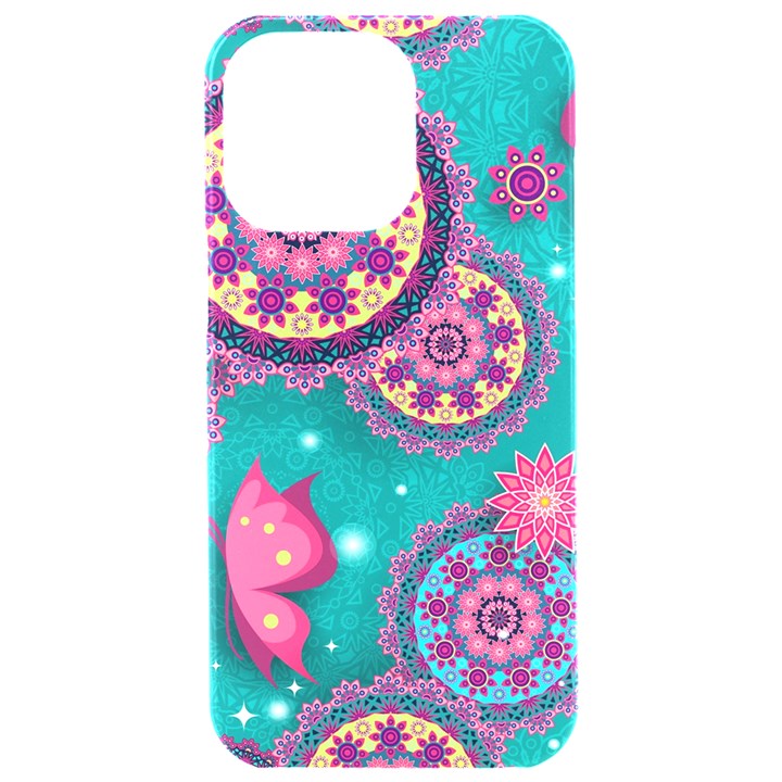 Floral Pattern, Abstract, Colorful, Flow iPhone 15 Pro Max Black UV Print PC Hardshell Case