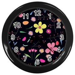 Foliage Pattern, Adorable Beautiful Wall Clock (Black)