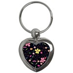 Foliage Pattern, Adorable Beautiful Key Chain (Heart) Front